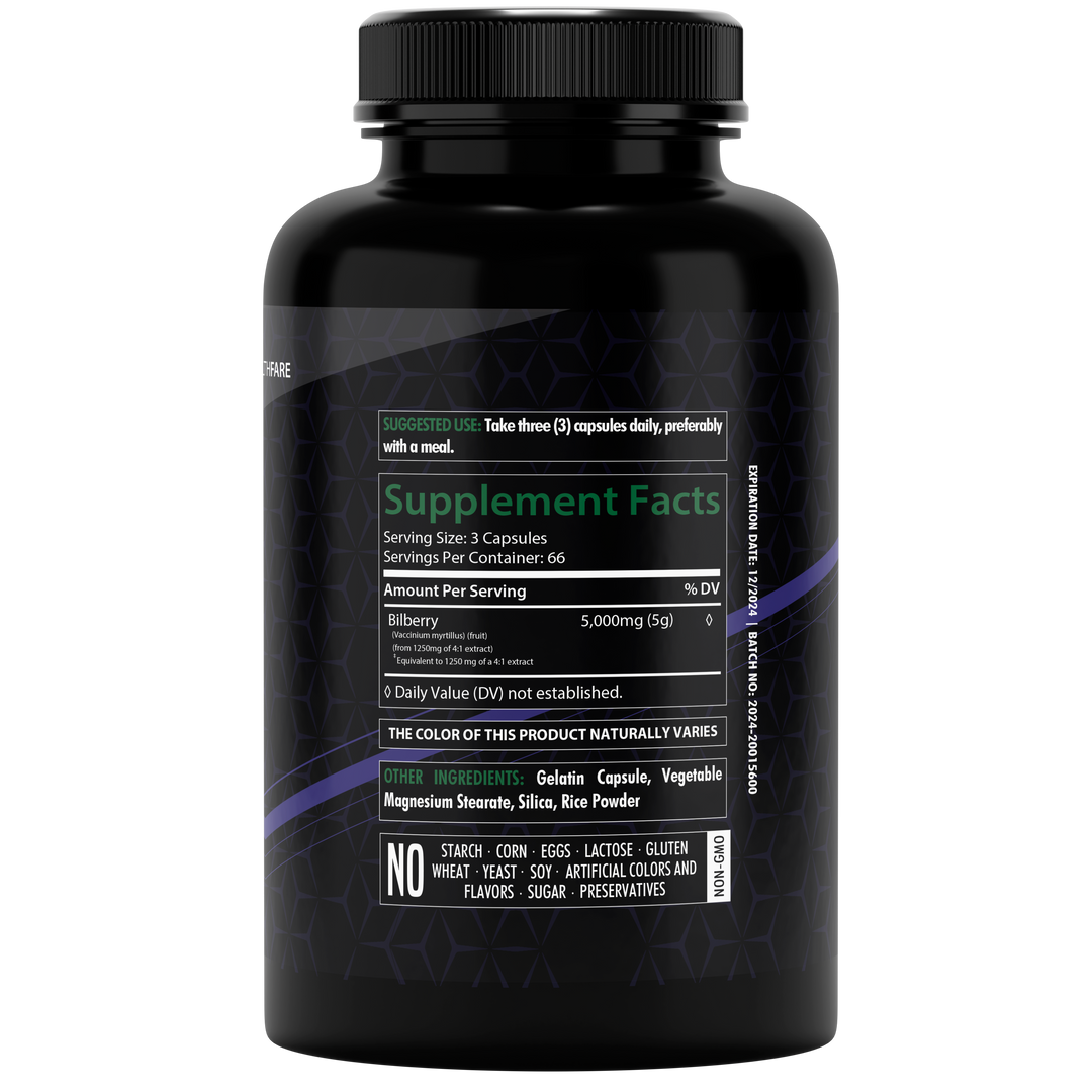 Bilberry Extract Capsules 5000mg 200 Count - HealthFare