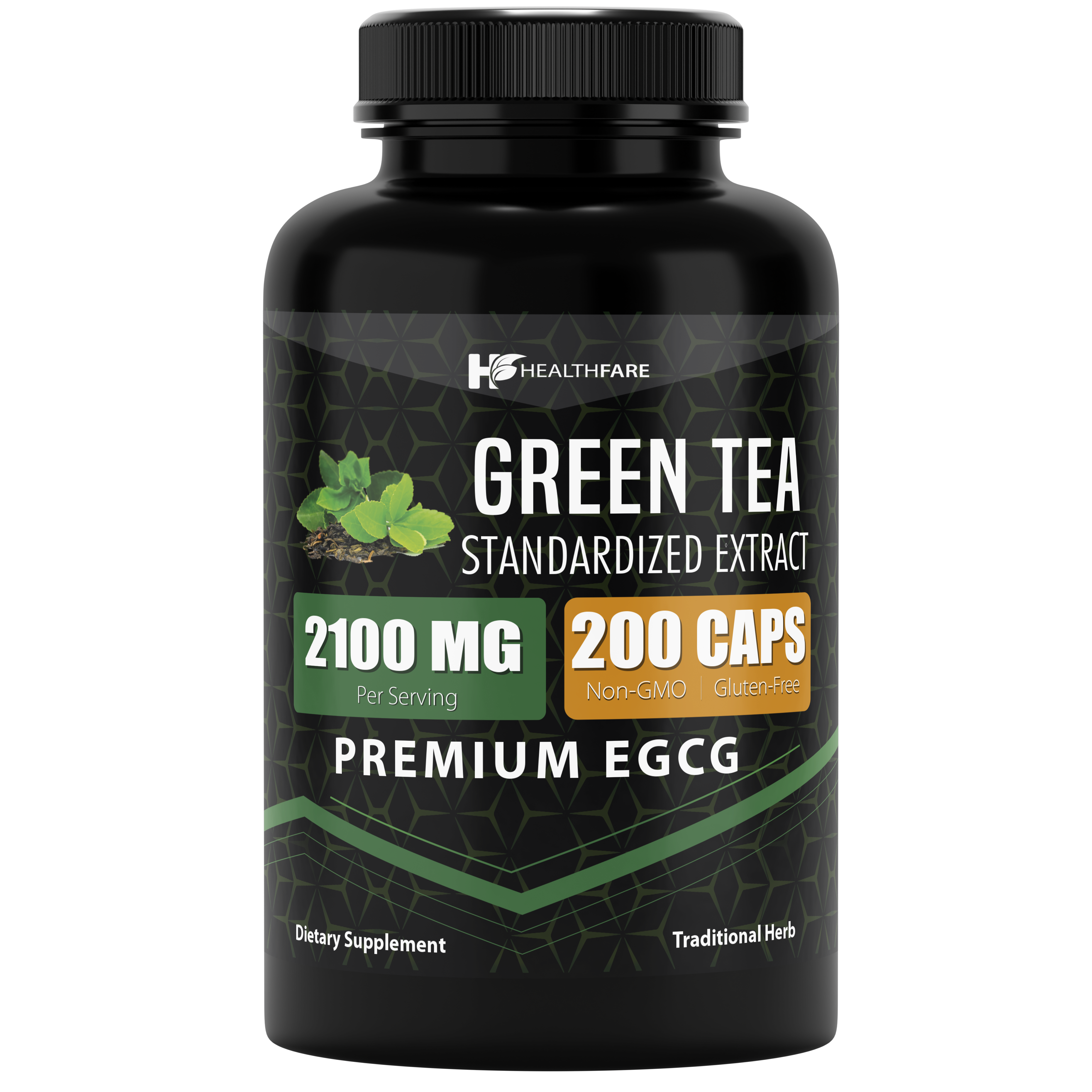 Premium EGCG Green Tea Extract Capsules 2100mg (200 Capsules) - HealthFare