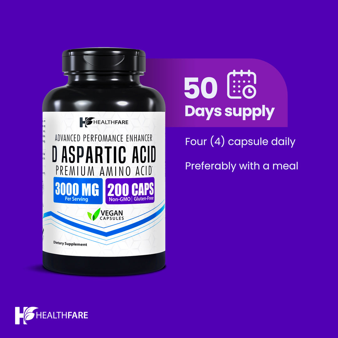 Micro Ingredients D Aspartic Acid Pills, DAA Supplement, 3000mg Per Serving, 300 - Foto 11