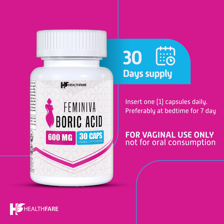 Feminiva Boric Acid Suppositories 600mg - HealthFare