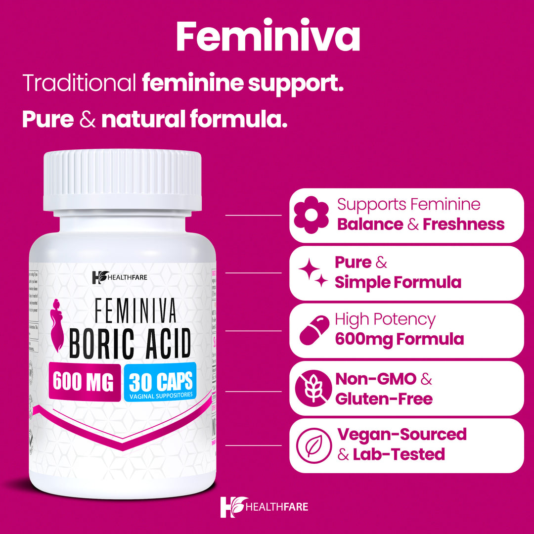 Feminiva Boric Acid Suppositories 600mg