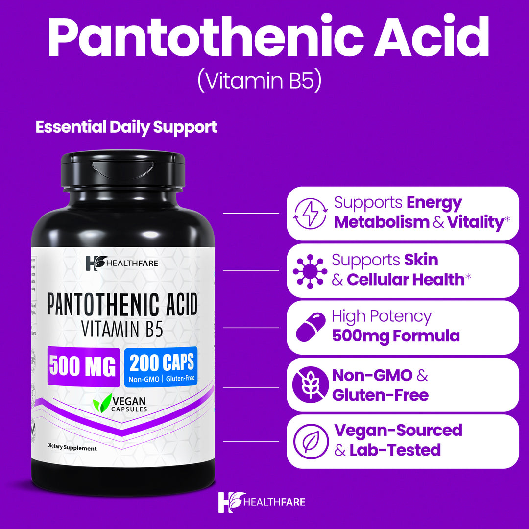 Pantothenic Acid (Vitamin B5) 500mg