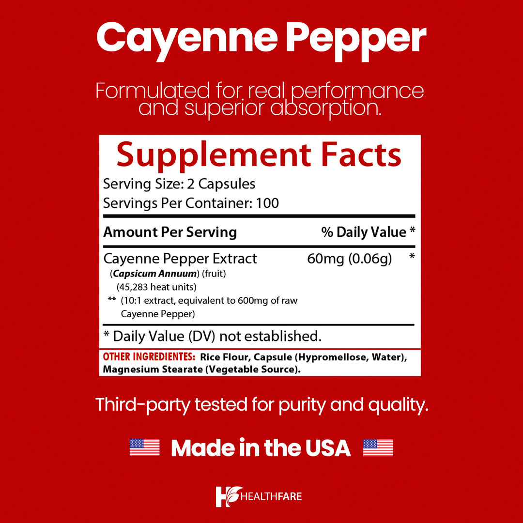 Cayenne Pepper 600mg 45,000 HU