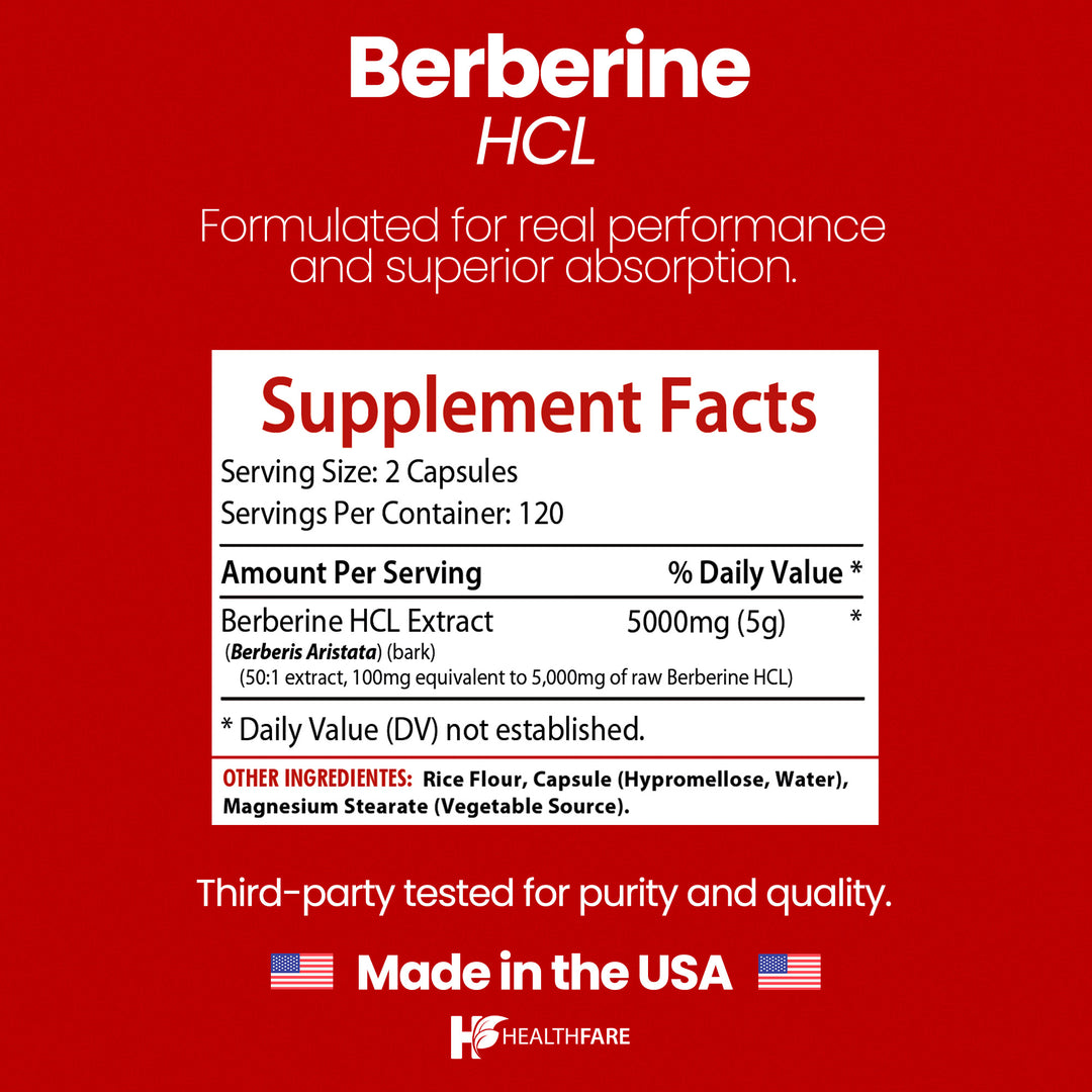 Berberine HCL - 5000mg 120 Capsules