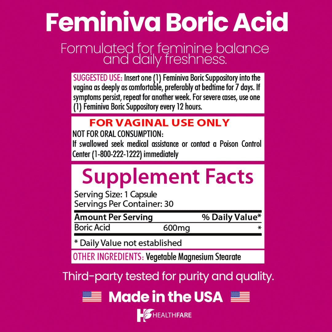 Feminiva Boric Acid Suppositories 600mg