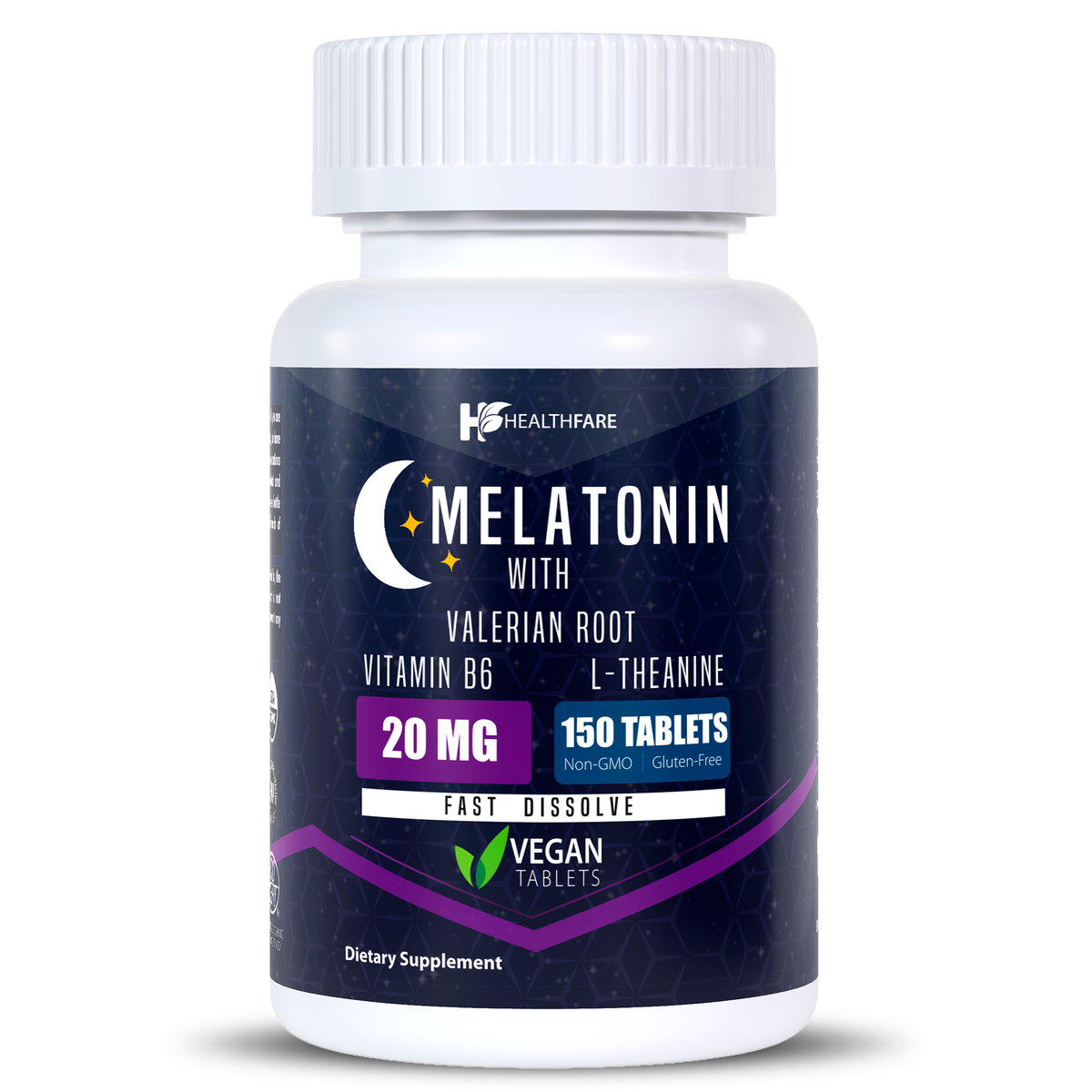 Melatonin 20mg Complex with L-Theanine, Valerian Root & Vitamin B6 - HealthFare