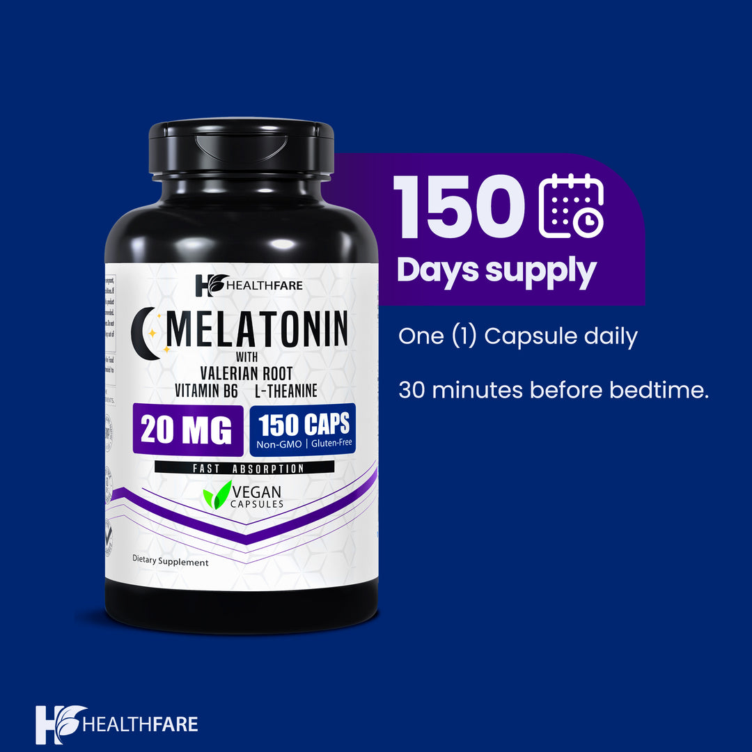 Melatonin 20mg Complex with L-Theanine, Valerian Root & Vitamin B6