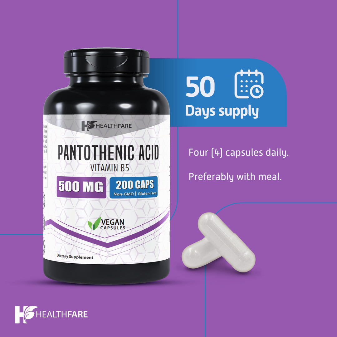 Pantothenic Acid (Vitamin B5) 500mg