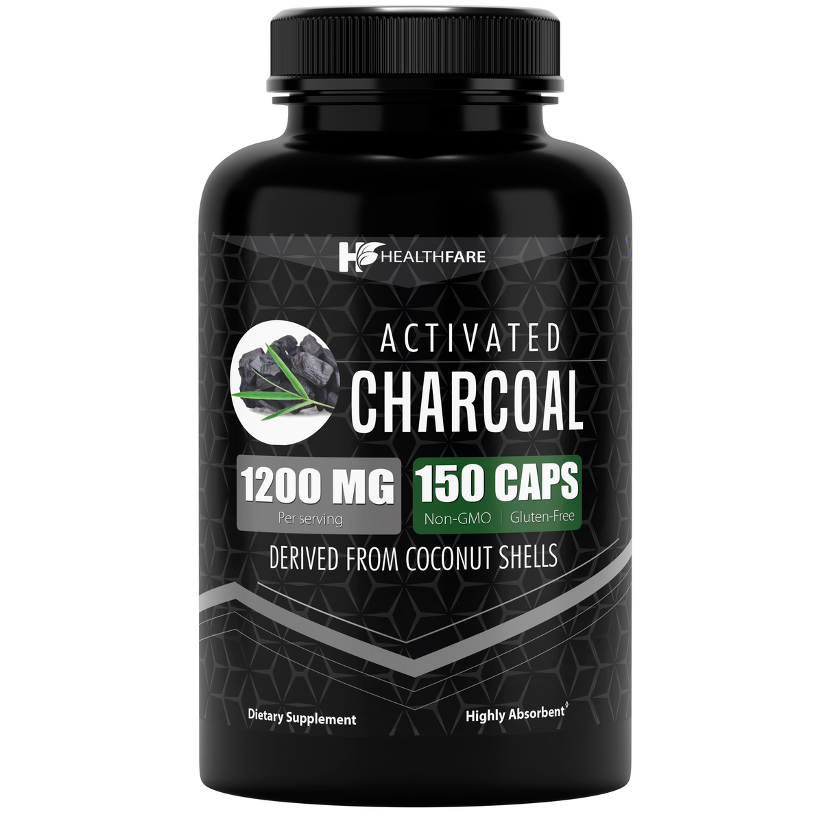 Activated Charcoal Capsules 1200mg ( 150 Capsules ) - HealthFare