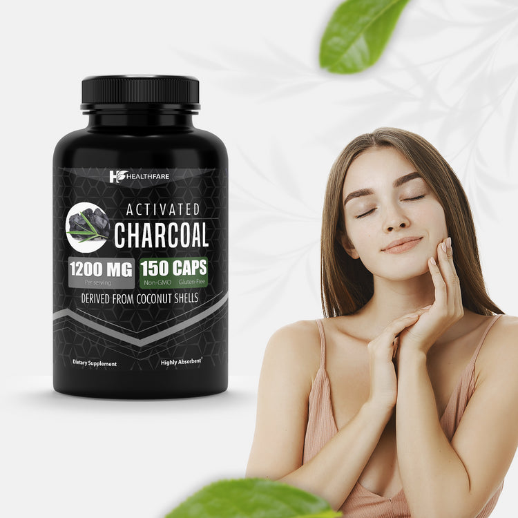 Activated Charcoal Capsules 1200mg ( 150 Capsules ) - HealthFare